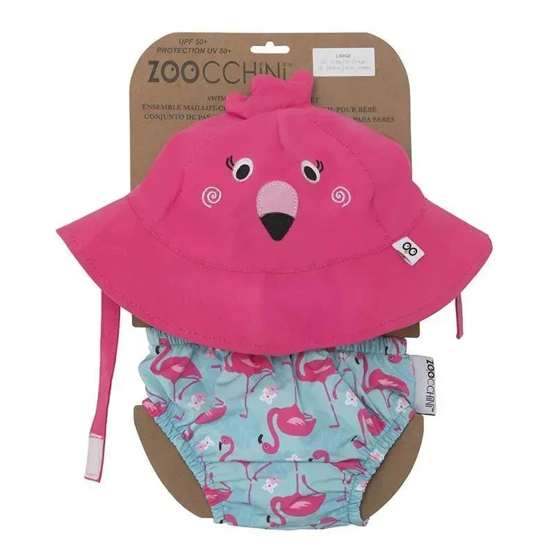 Zoocchini - Swim Diaper & Sunhat Set, Flamingo 1 Zoocchini - Swim Diaper & Sunhat Set, Flamingo